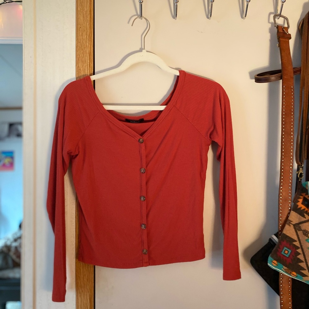 Burnt Orange Button Up Crop Top